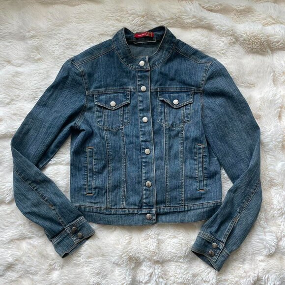Y2K Medium-Wash Fitted Denim Jacket - Picture 1 of 5